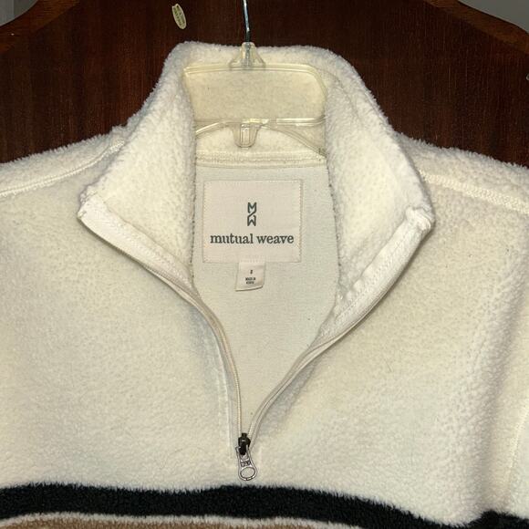 Mutual Weave Mens Ivory southwestern Fleece 1/4 Zip Pullover Sweatshirt Small - Picture 3 of 10